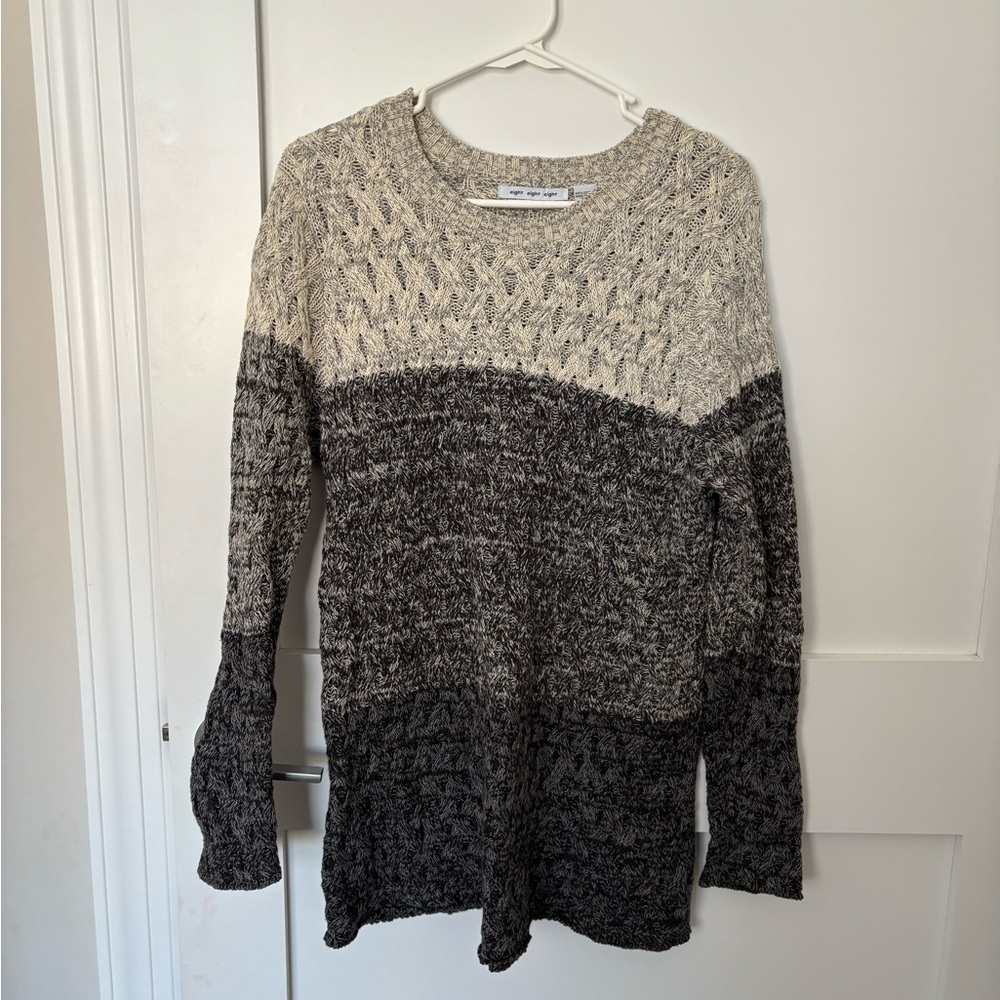 eight eight eight Gray and Cream Crew Neck Sweater